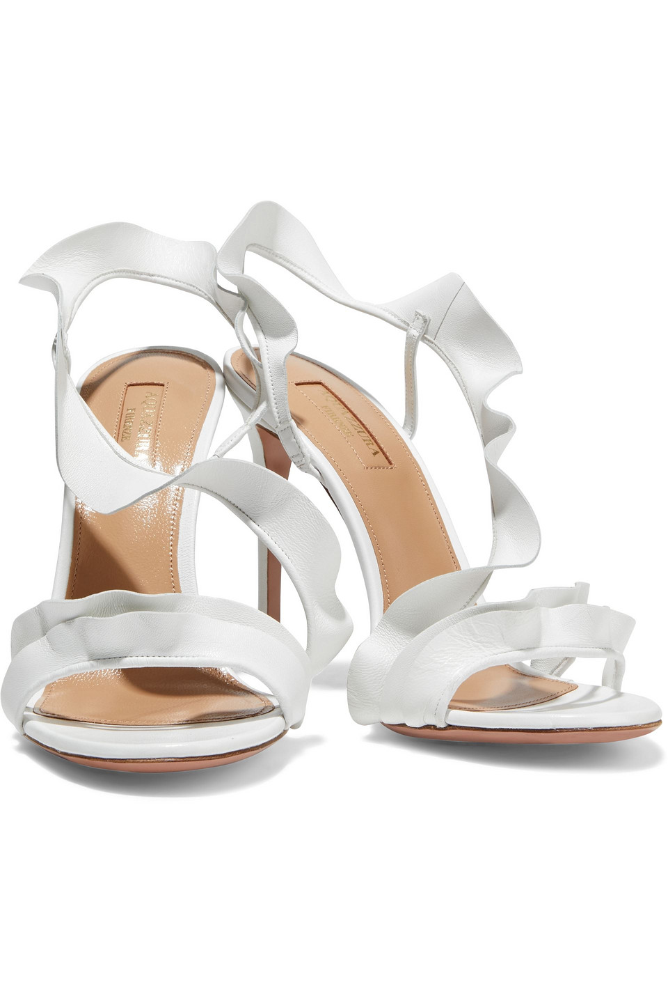 white ruffle sandals