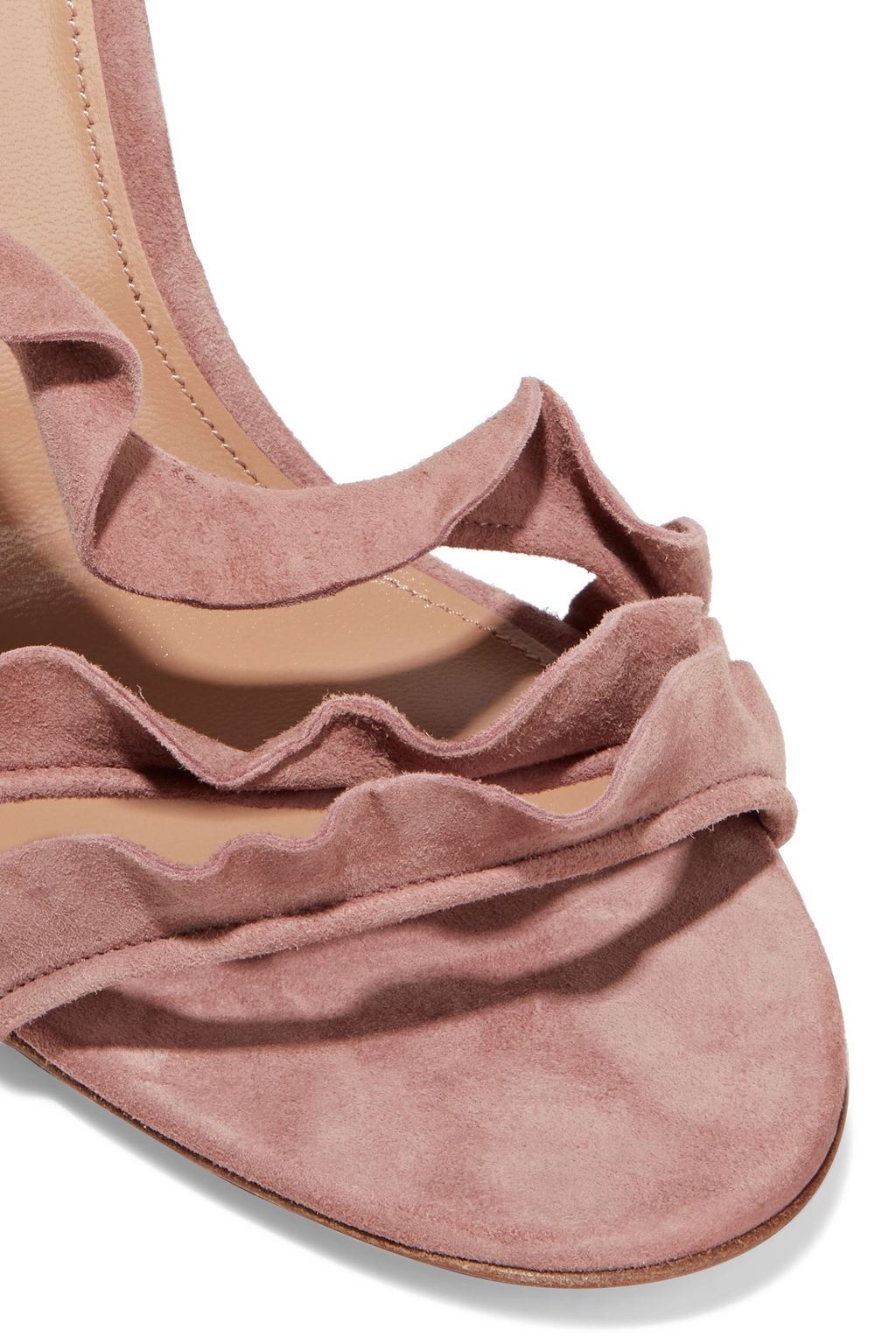 AQUAZZURA Ruffle 105 suede slingback sandals