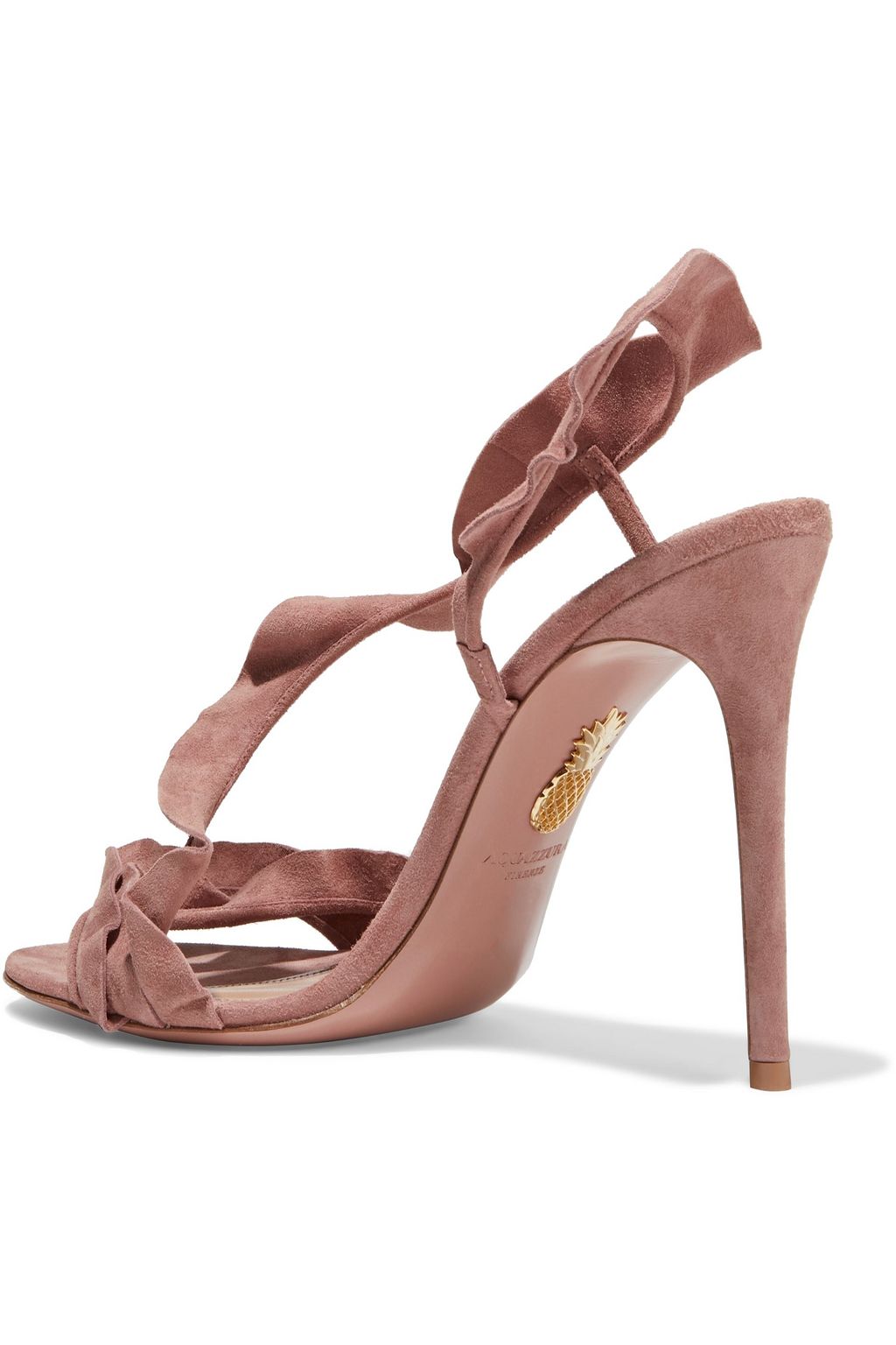AQUAZZURA Ruffle 105 suede slingback sandals