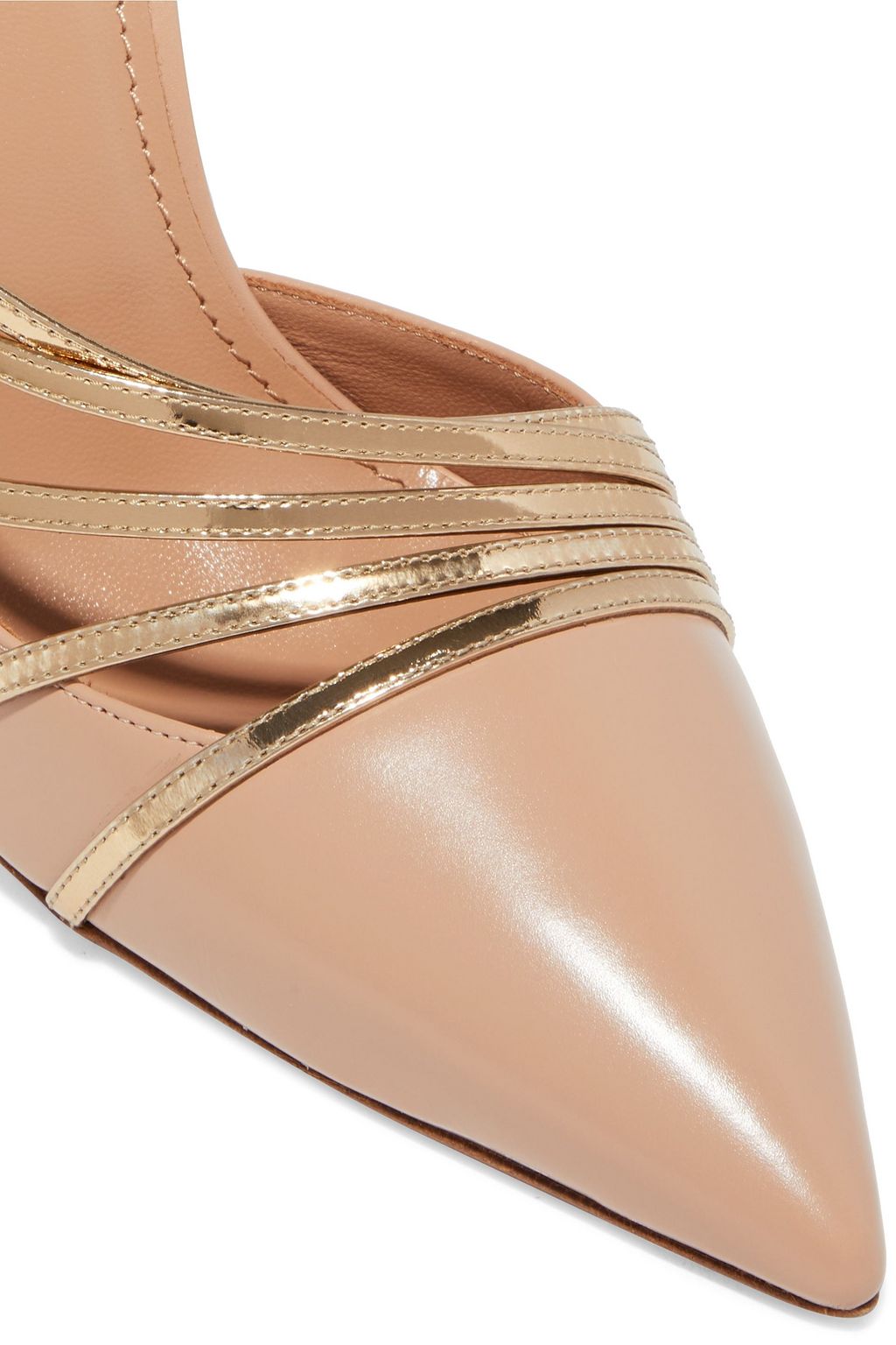 AQUAZZURA Minou 105 smooth and mirrored-leather pumps