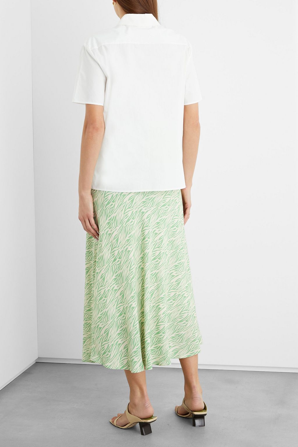 IRIS & INK Mary printed crepe de chine midi skirt