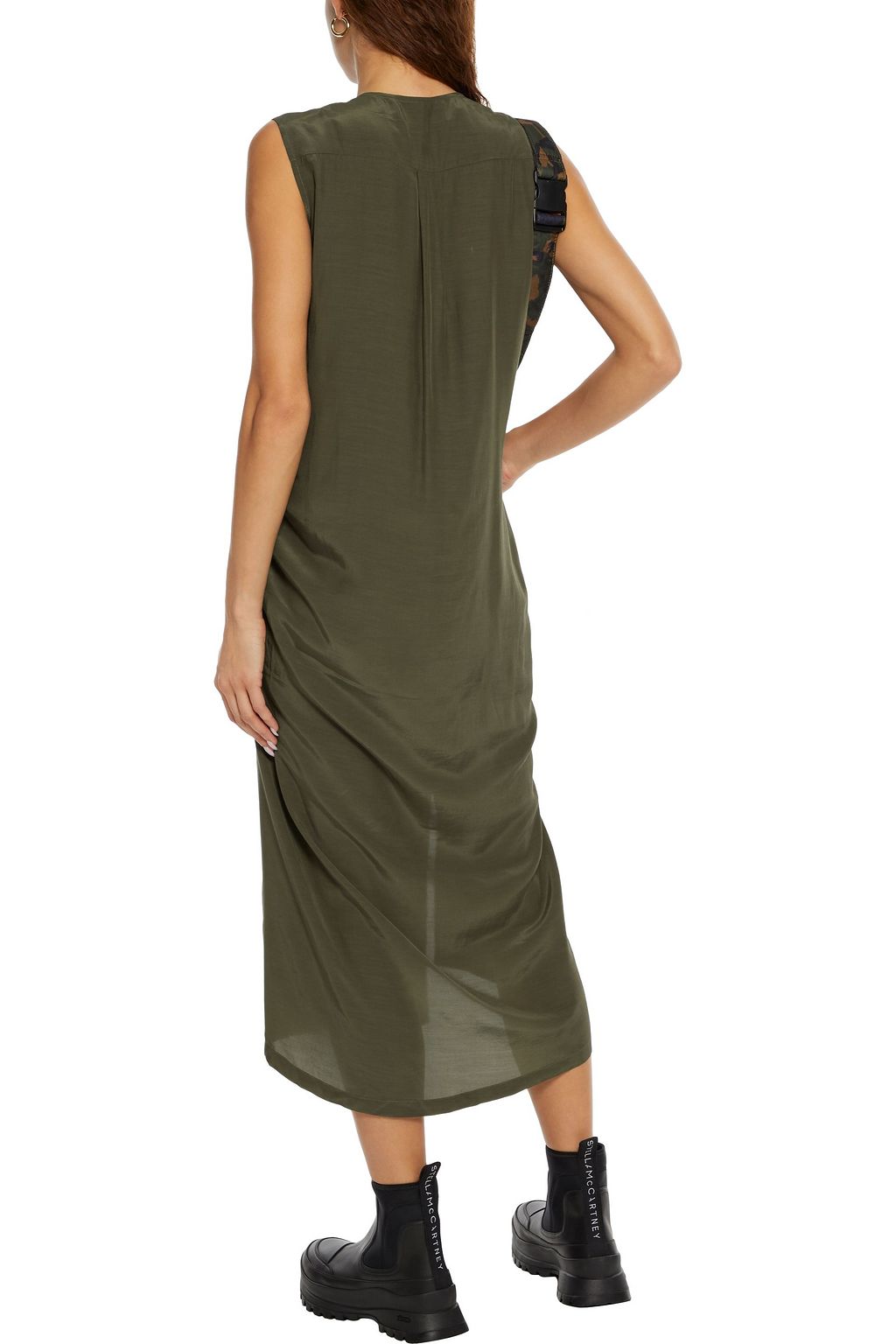 MCQ ALEXANDER MCQUEEN Jersey and gathered chiffon midi dress