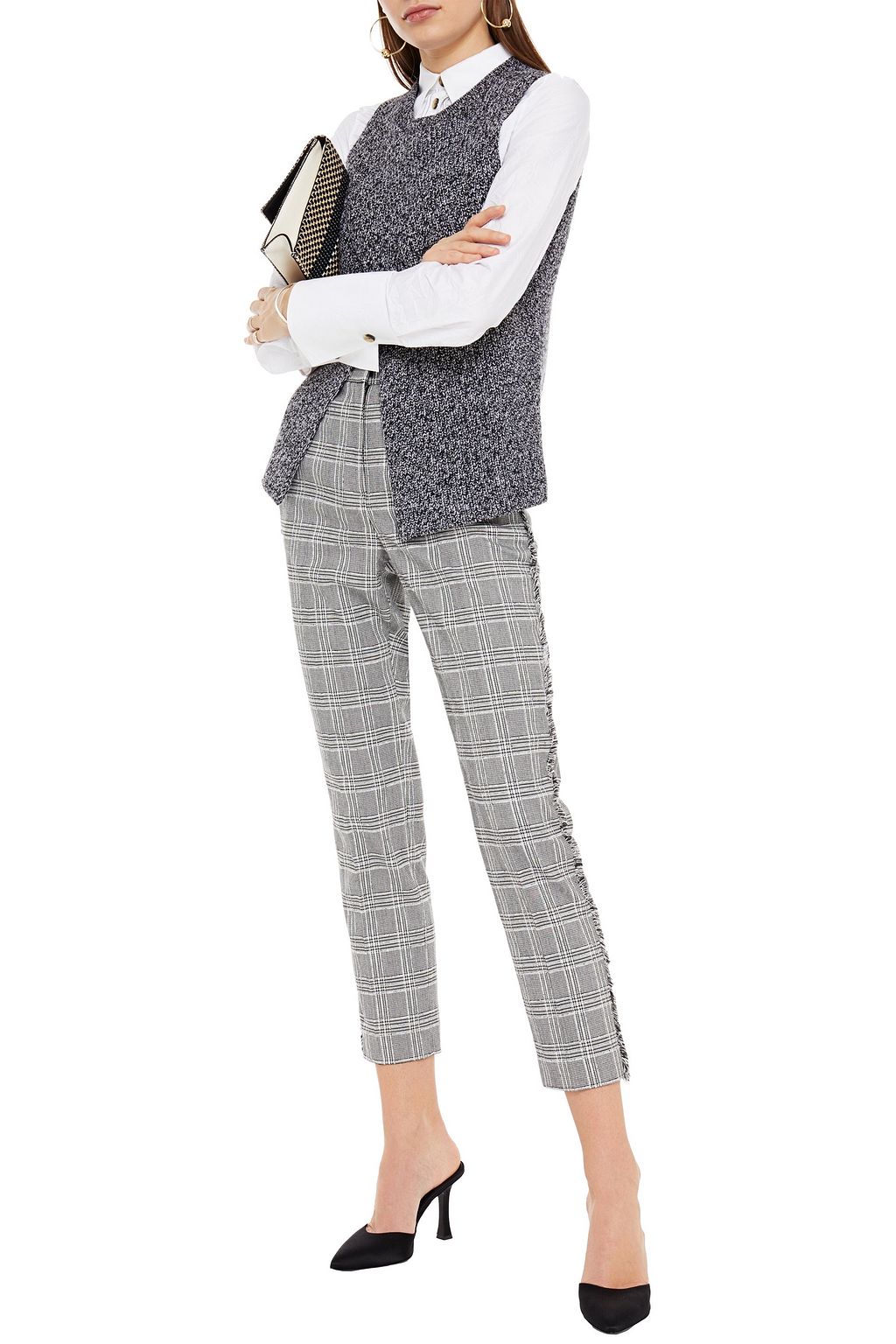 REBECCA VALLANCE Troubadour Prince of Wales checked tweed tapered pants