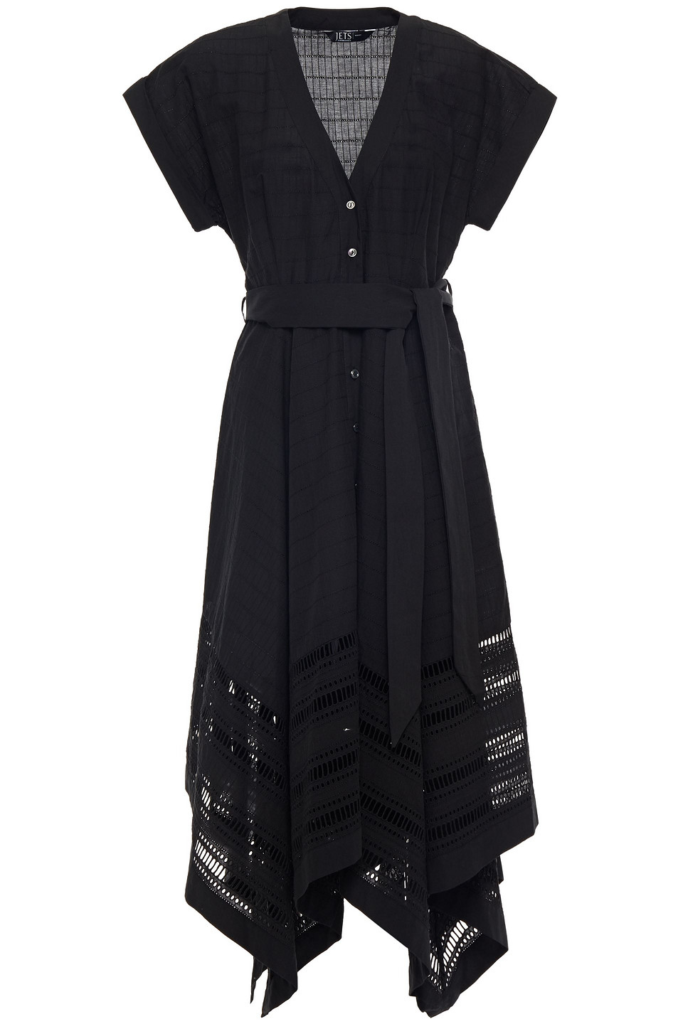 Jets Australia By Jessika Allen Woman Lattice-trimmed Belted Cotton-voile Beach Dress Black Size XS