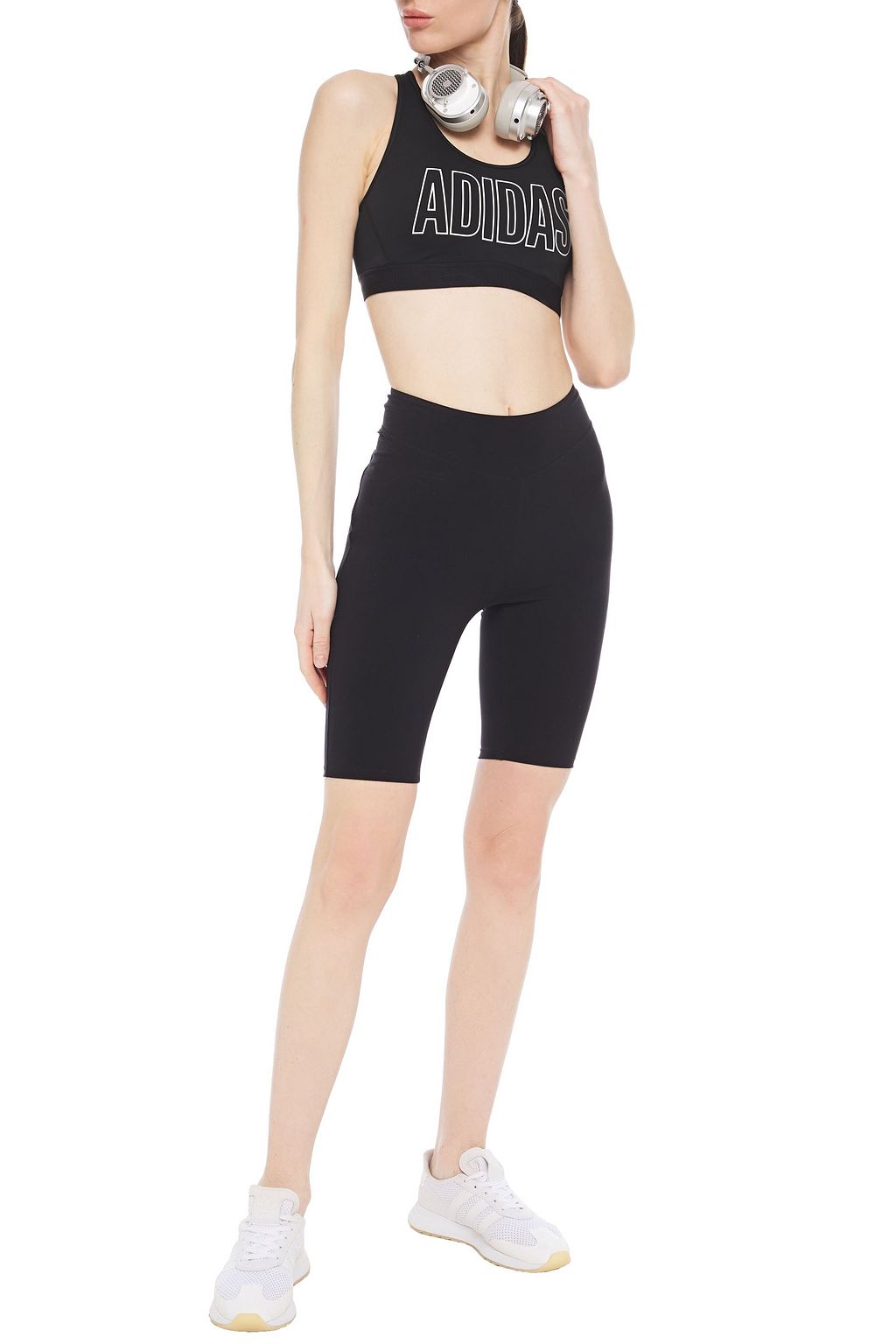 ADIDAS Printed mesh and stretch sports bra