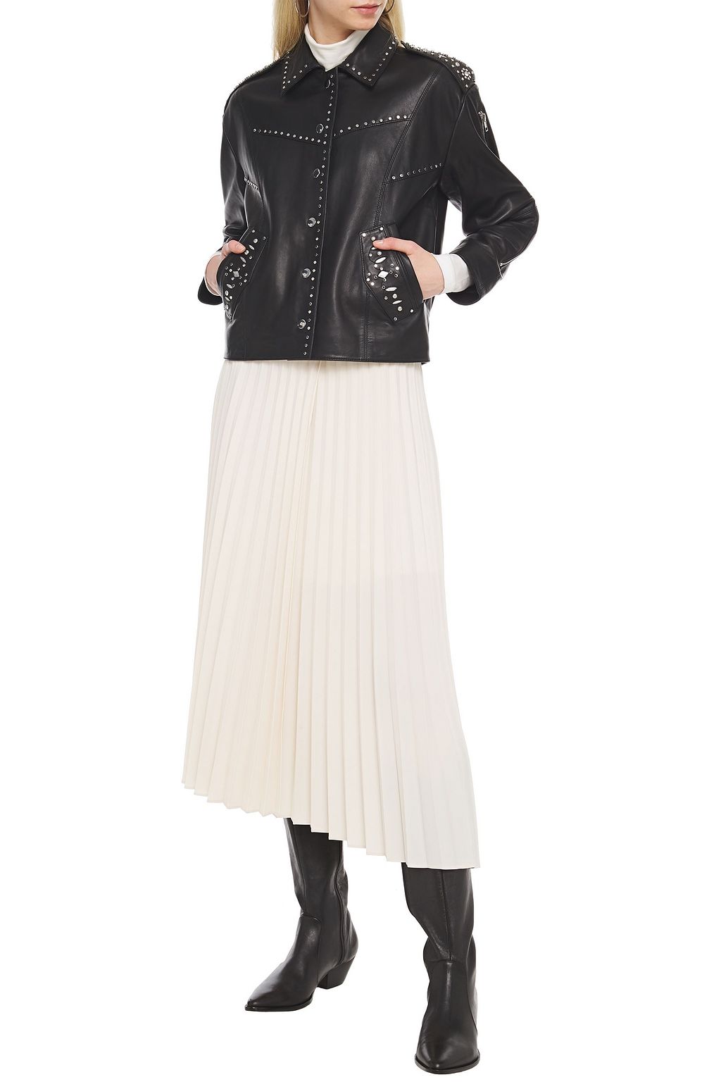 MAJE Embellished leather jacket