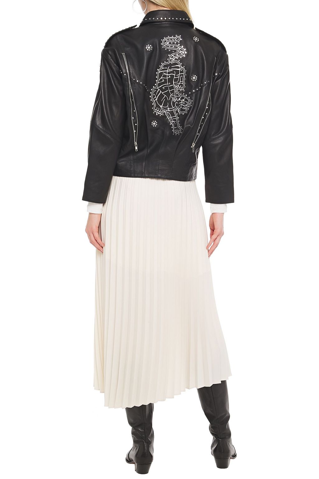 MAJE Embellished leather jacket