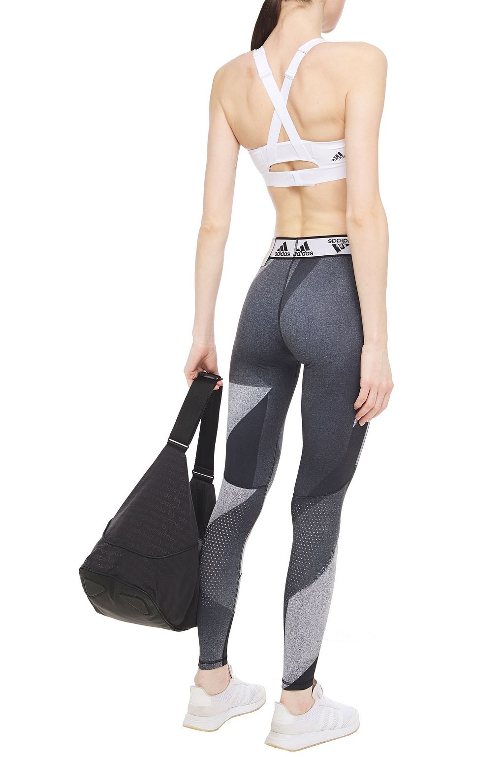 ADIDAS Metallic-trimmed printed stretch leggings