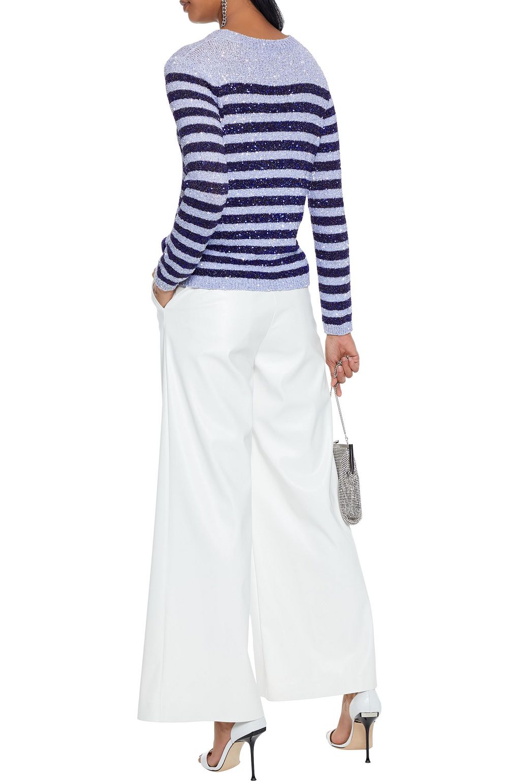 SAINT LAURENT Striped sequined knitted sweater