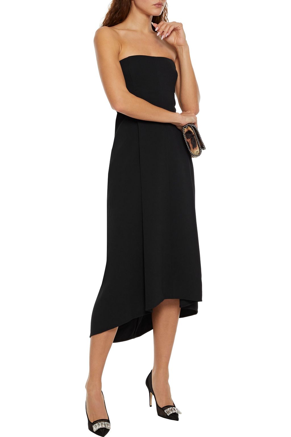 VICTORIA BECKHAM Strapless sequined tulle-paneled crepe midi dress