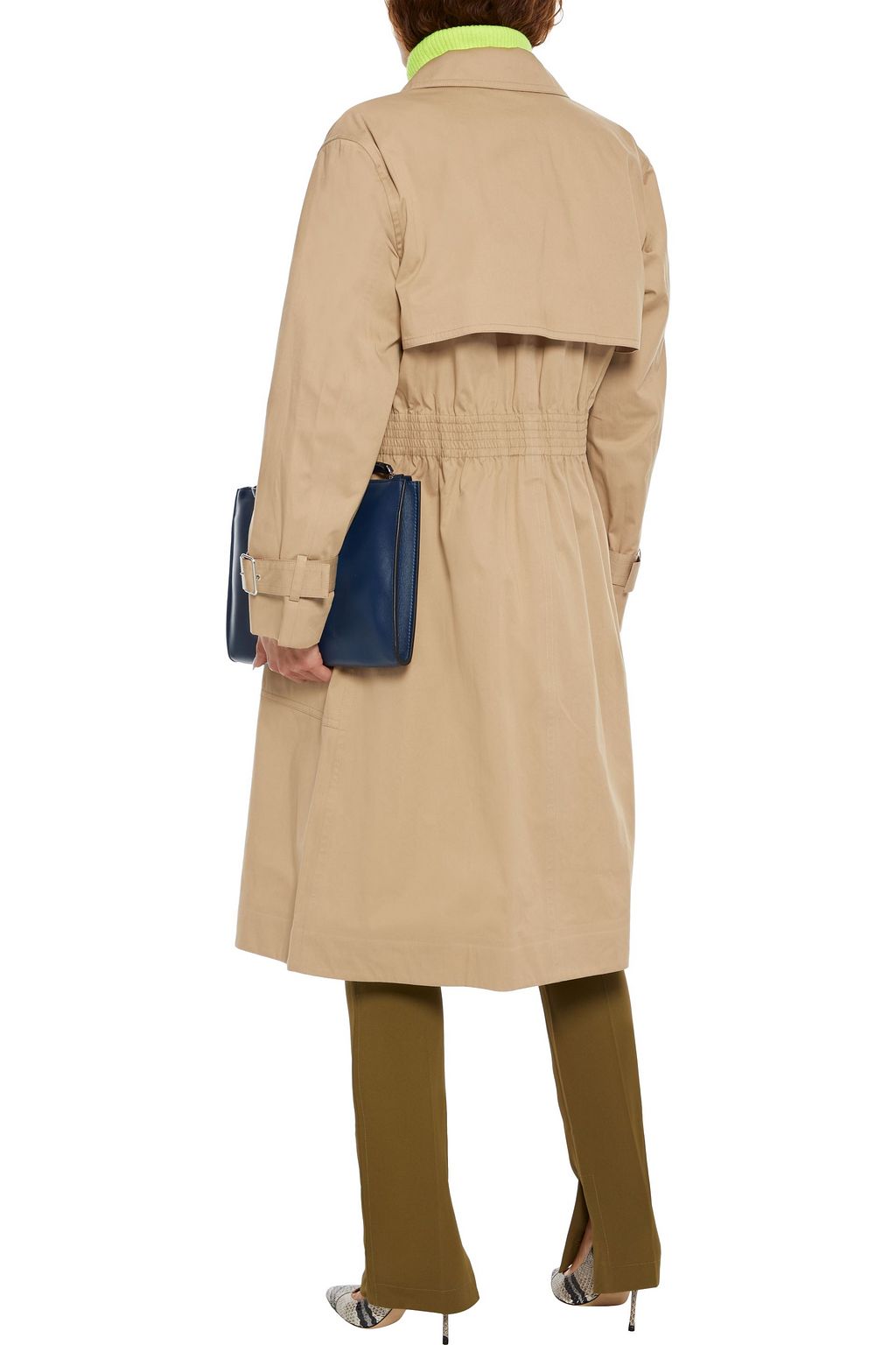 VICTORIA BECKHAM Shirred waxed cotton-blend gabardine trench coat