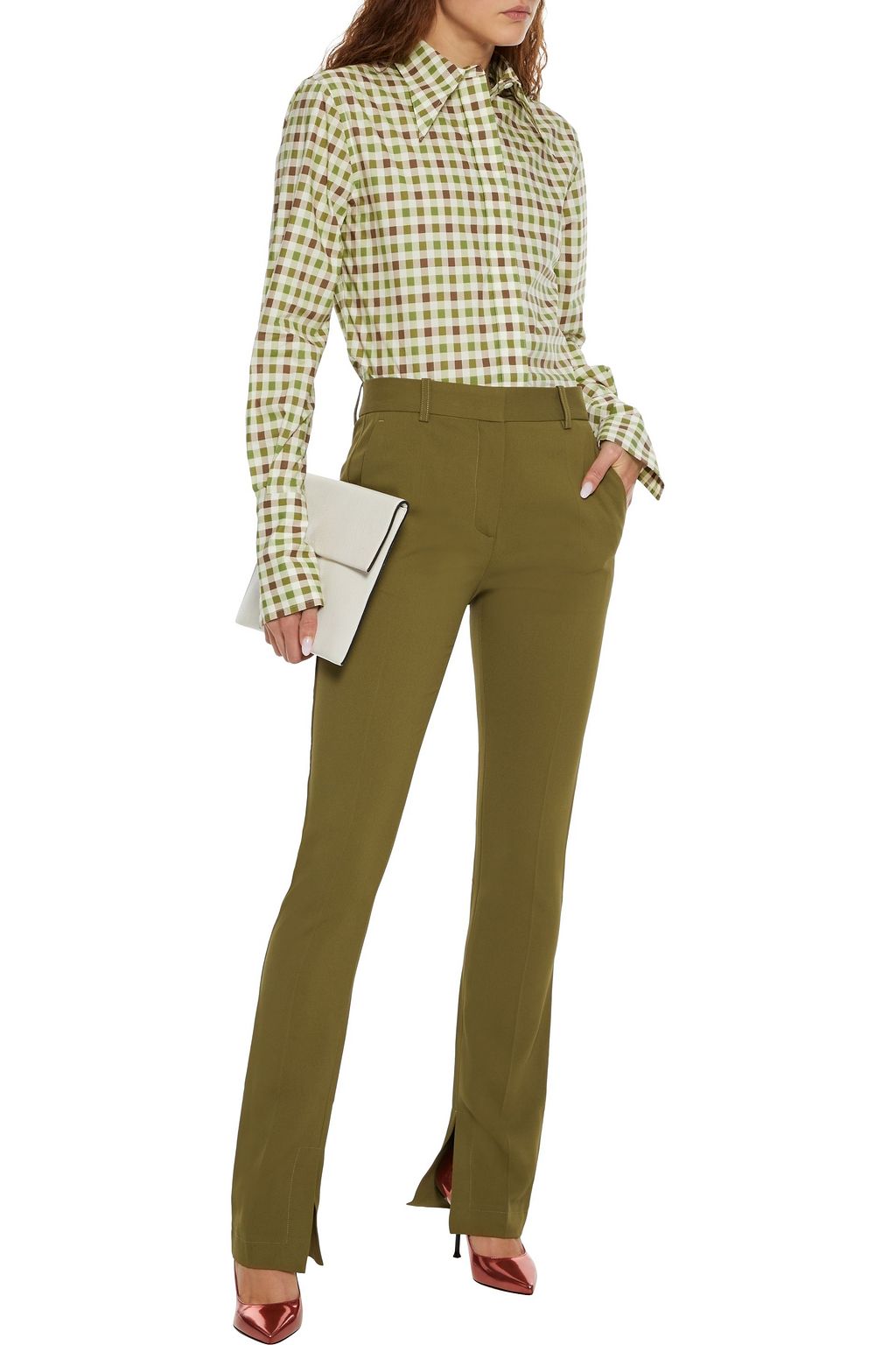VICTORIA BECKHAM Gingham cotton-poplin shirt