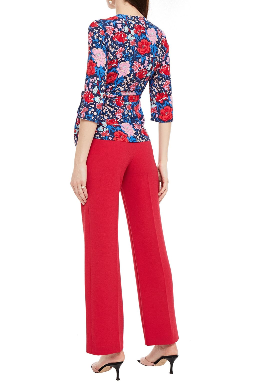 CLAUDIE PIERLOT Bourgeone floral-print crepe wrap-blouse