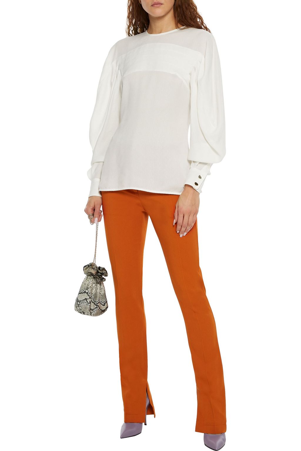 VICTORIA BECKHAM Pintucked jacquard blouse