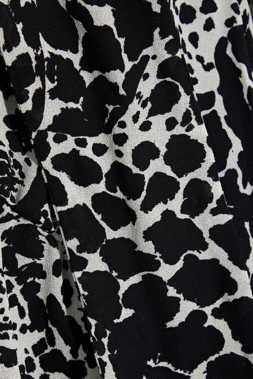 SAINT LAURENT Tie-neck printed crepe mini dress