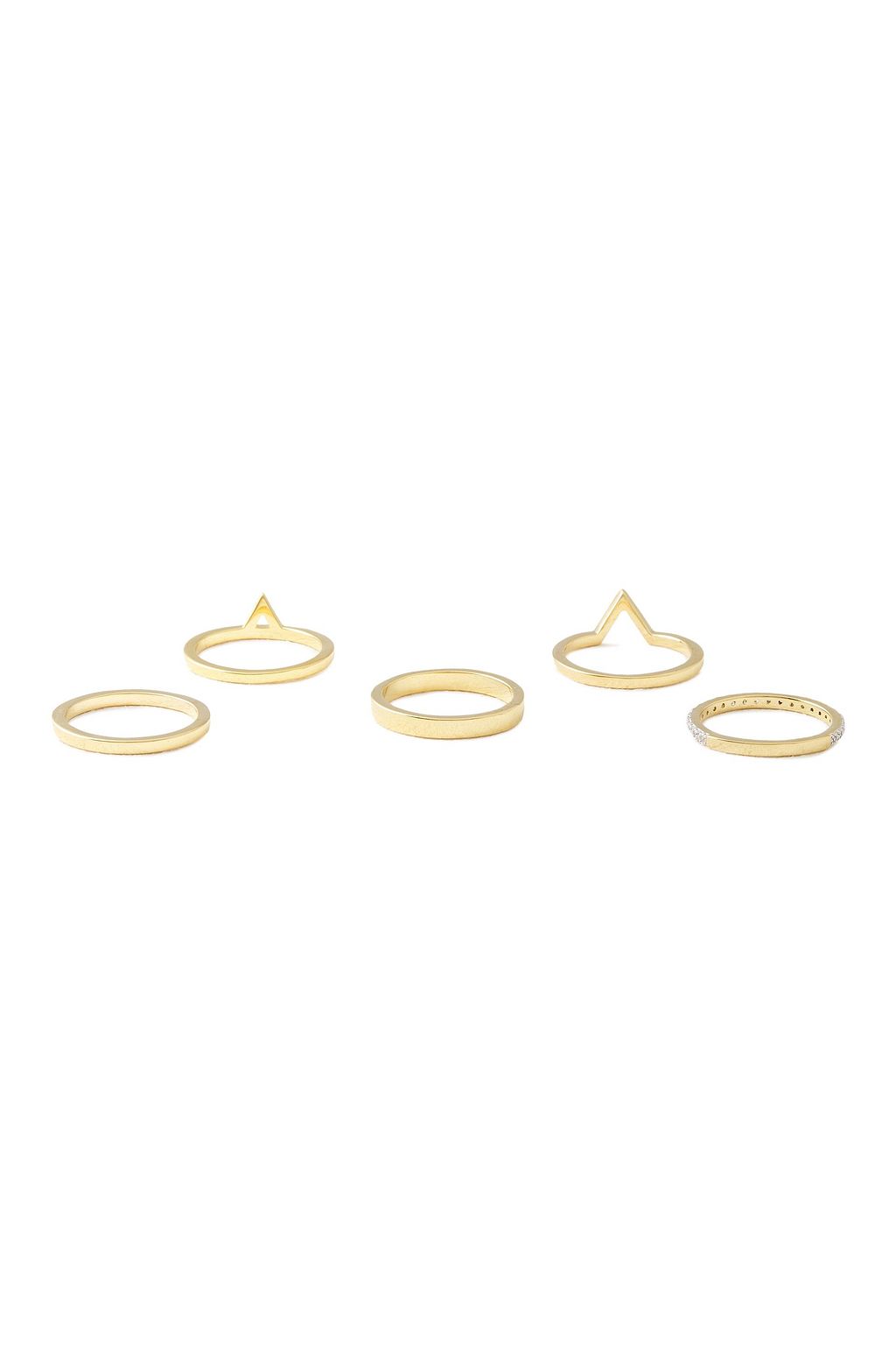 NOIR JEWELRY Set of five 14-karat gold-plated, crystal and stone rings