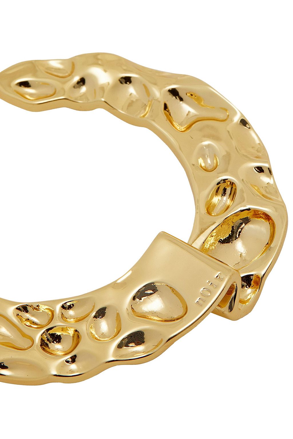 NOIR JEWELRY Hammered 14-karat gold-plated hoop earrings