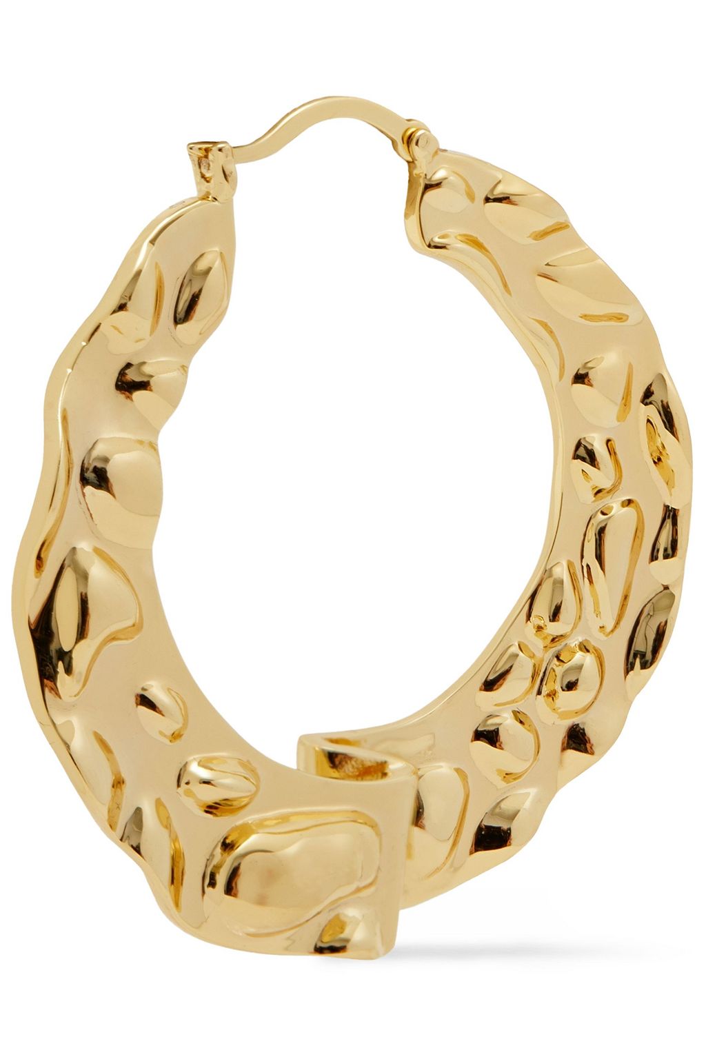 NOIR JEWELRY Hammered 14-karat gold-plated hoop earrings