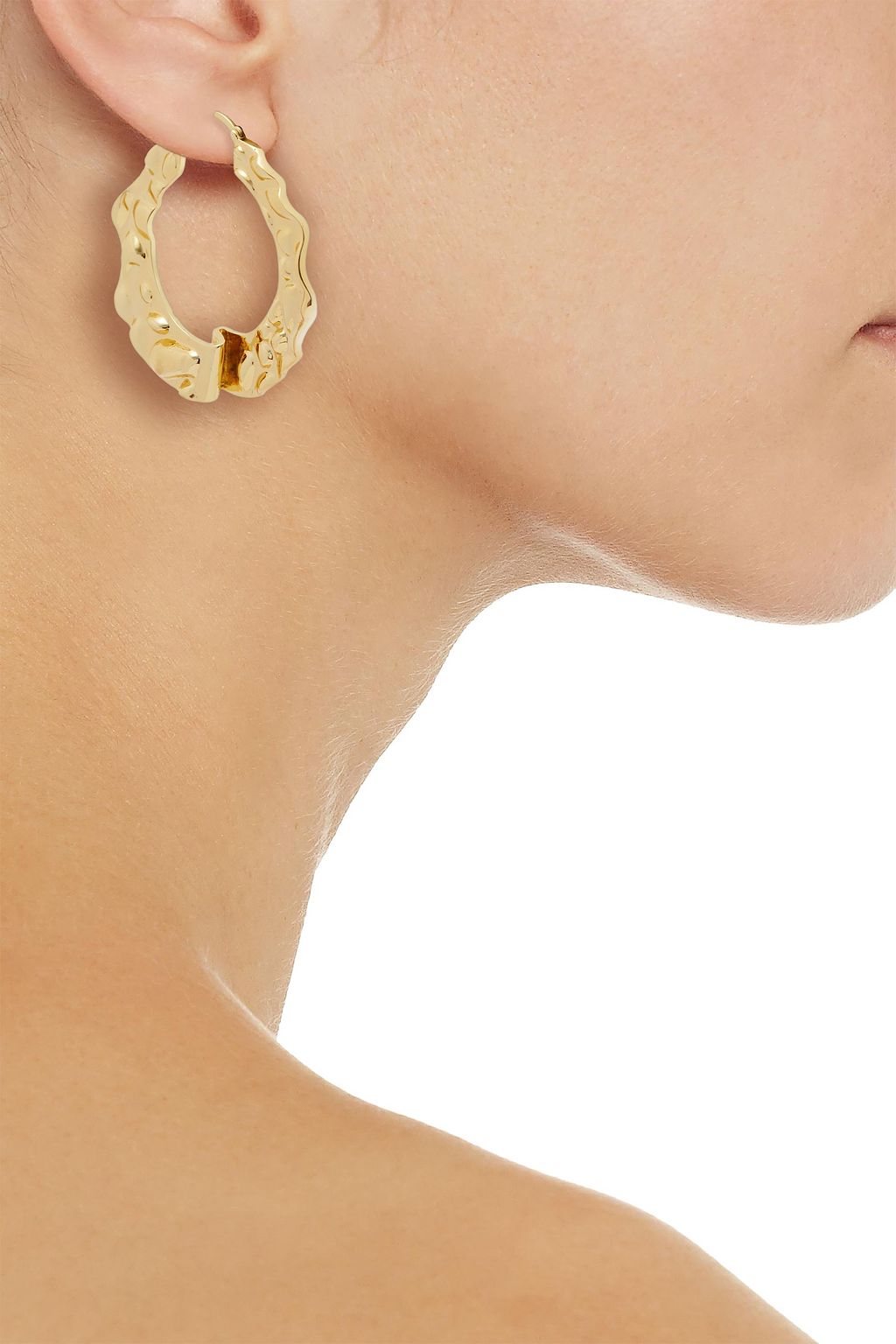 NOIR JEWELRY Hammered 14-karat gold-plated hoop earrings