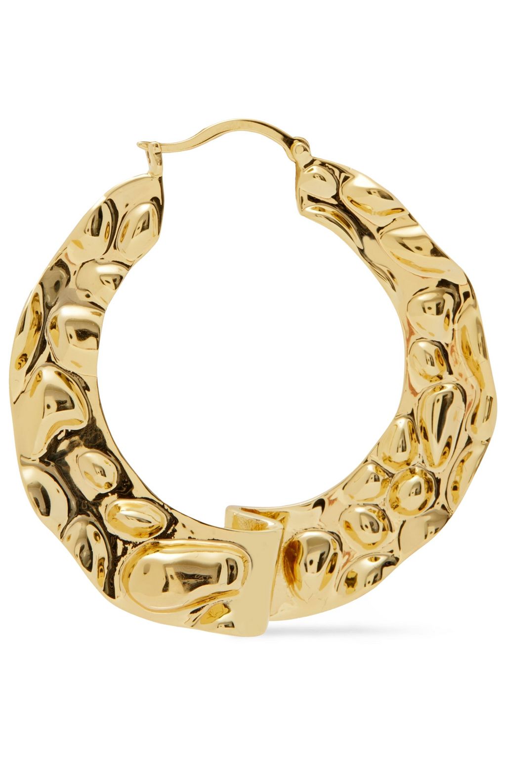 NOIR JEWELRY Hammered 14-karat gold-plated hoop earrings