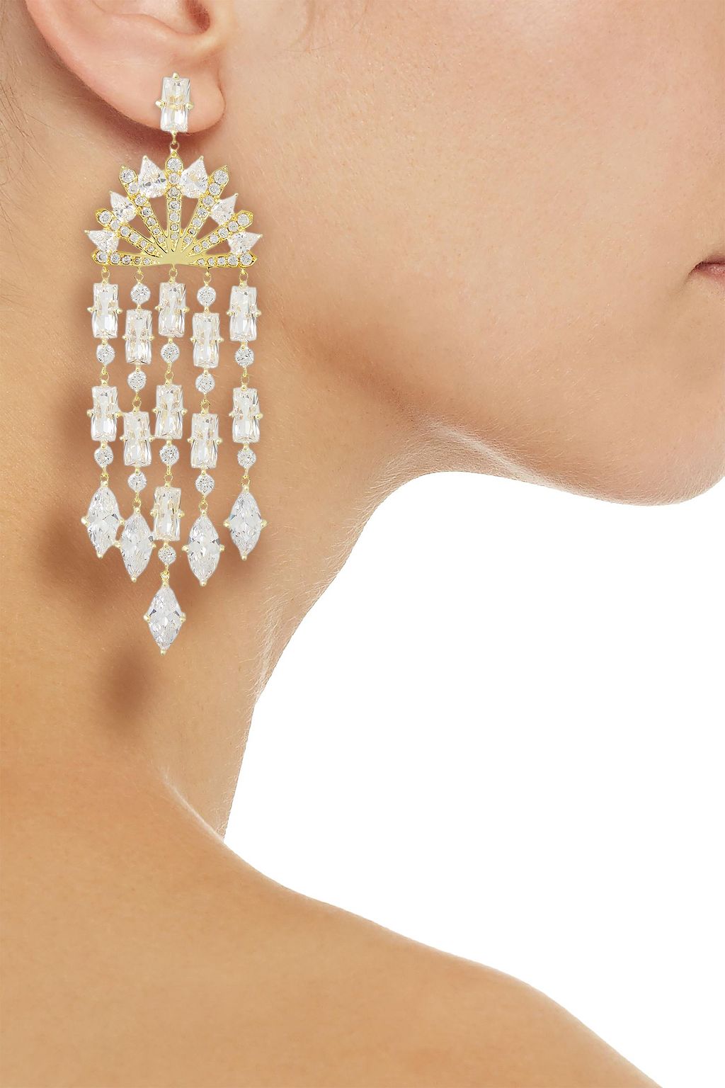 NOIR JEWELRY 14-karat gold-plated crystal earrings