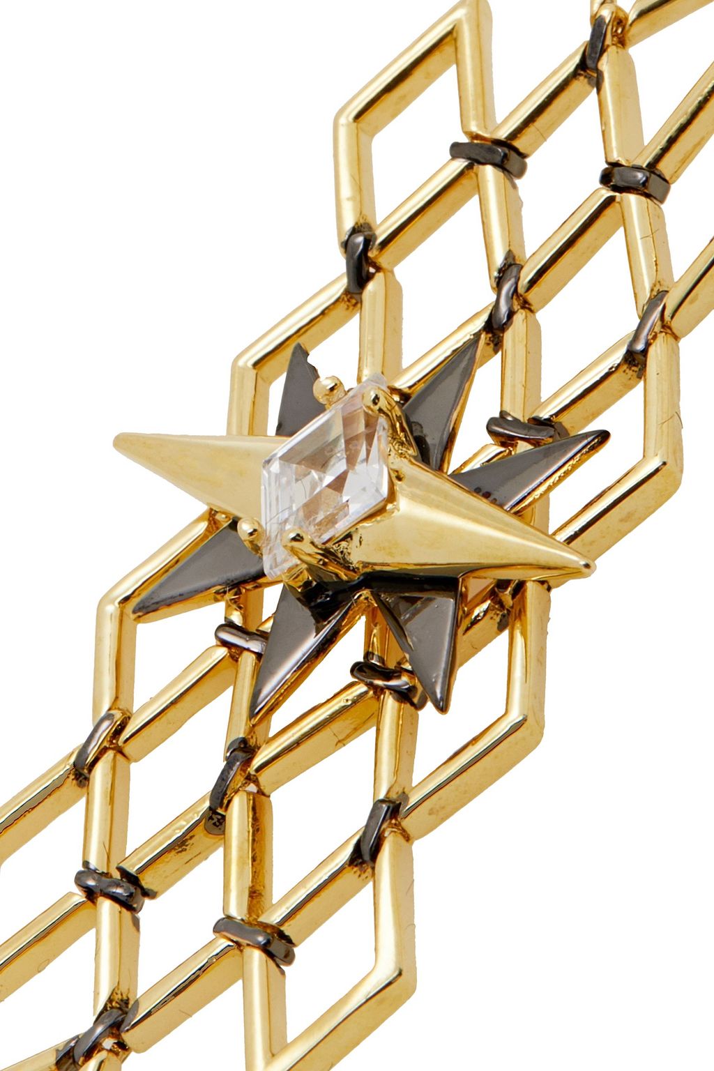 NOIR JEWELRY 14-karat gold and hematite-plated crystal earrings