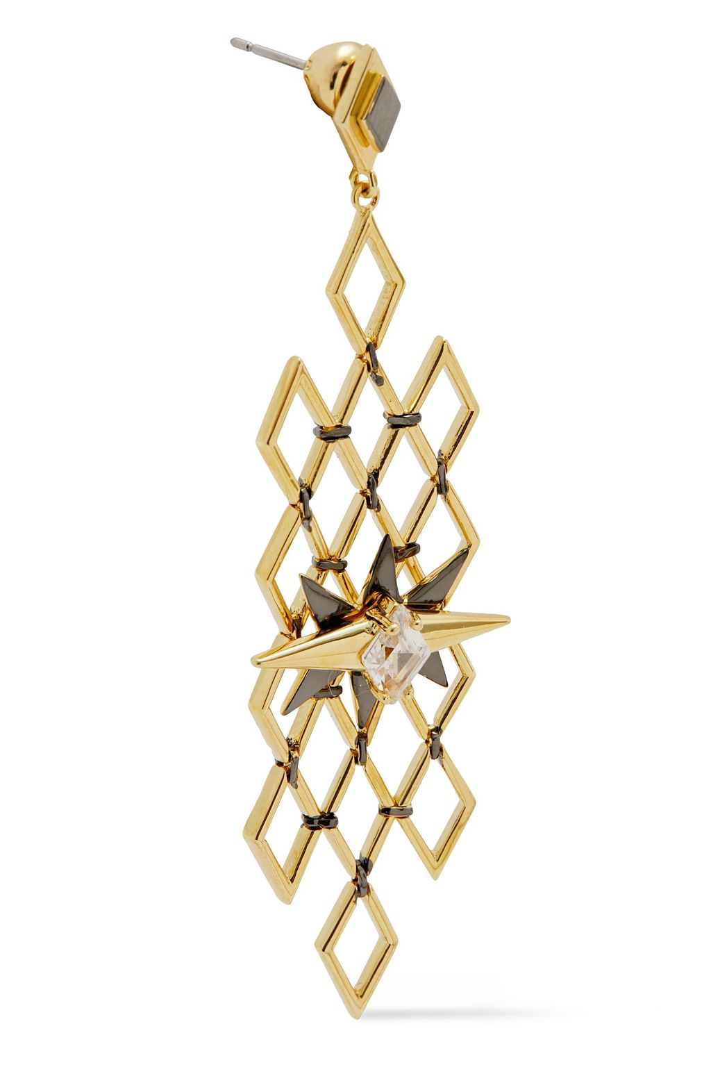 NOIR JEWELRY 14-karat gold and hematite-plated crystal earrings