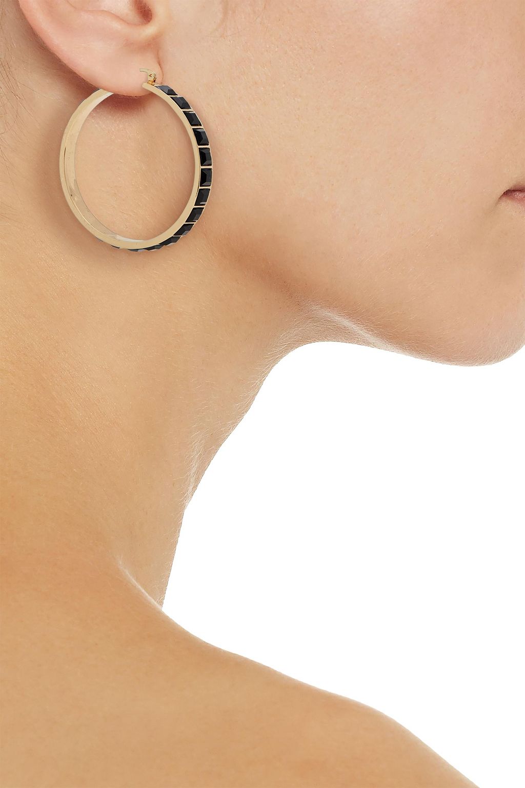 NOIR JEWELRY 14-karat gold-plated crystal hoop earrings