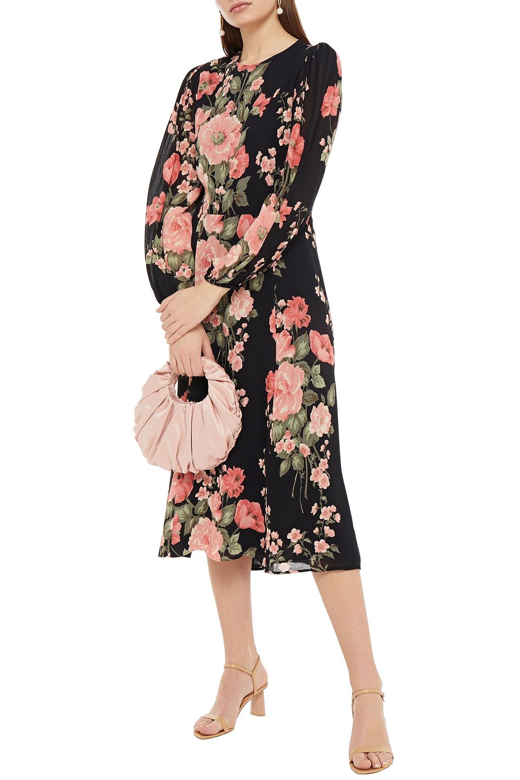 REFORMATION Louise gathered floral-print crepe midi dress