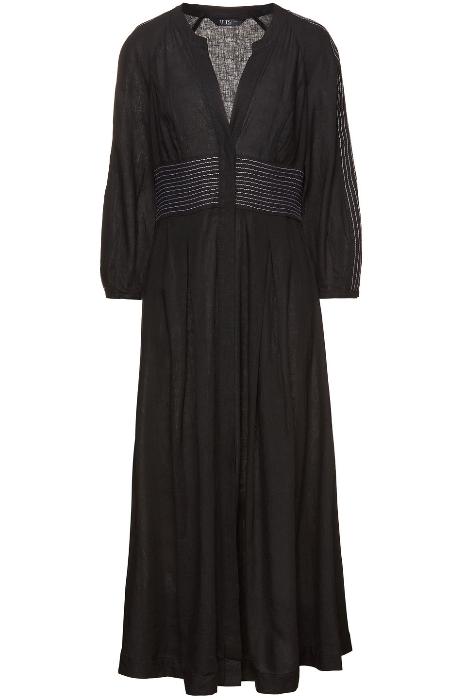 Jets Australia By Jessika Allen Woman Jetset Pleated Linen-blend Midi Dress Black Size M