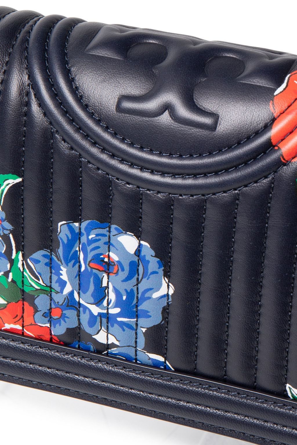 TORY BURCH Fleming quilted floral-print leather shoulder bag