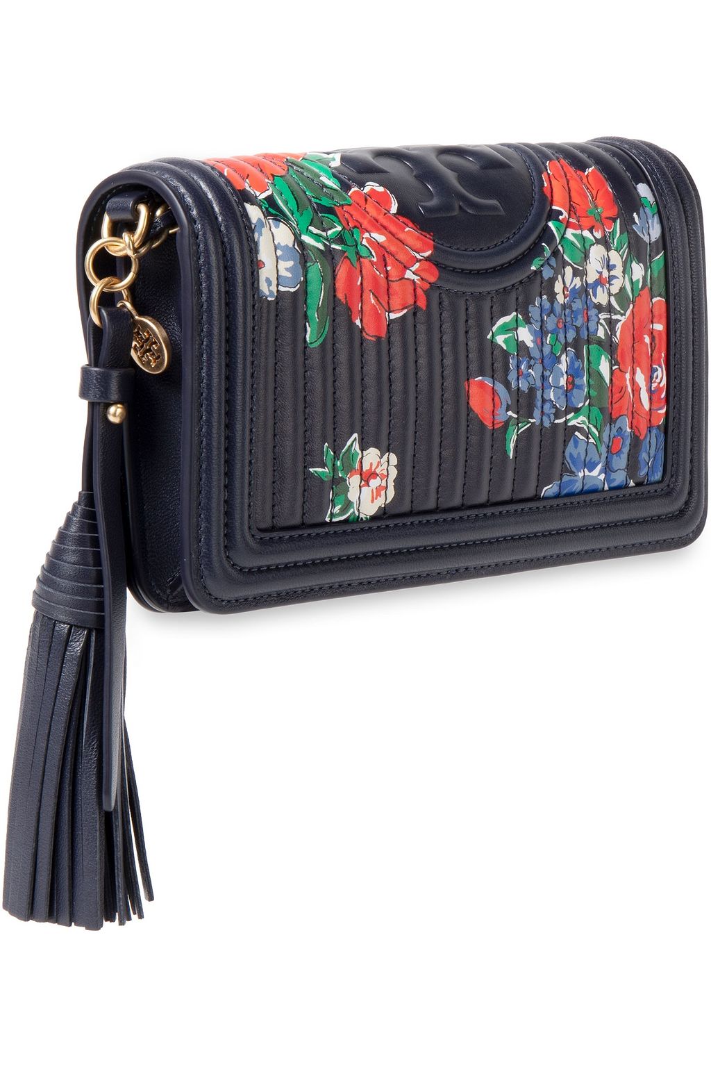 TORY BURCH Fleming quilted floral-print leather shoulder bag