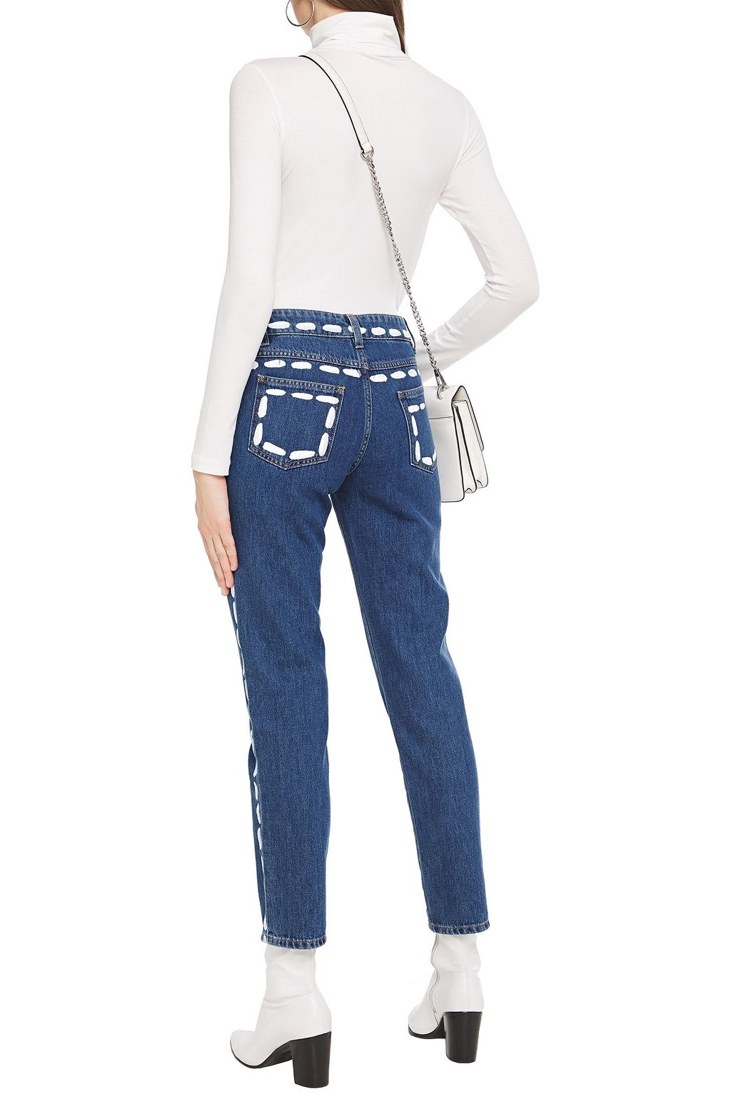 MOSCHINO Painted mid-rise slim-leg jeans