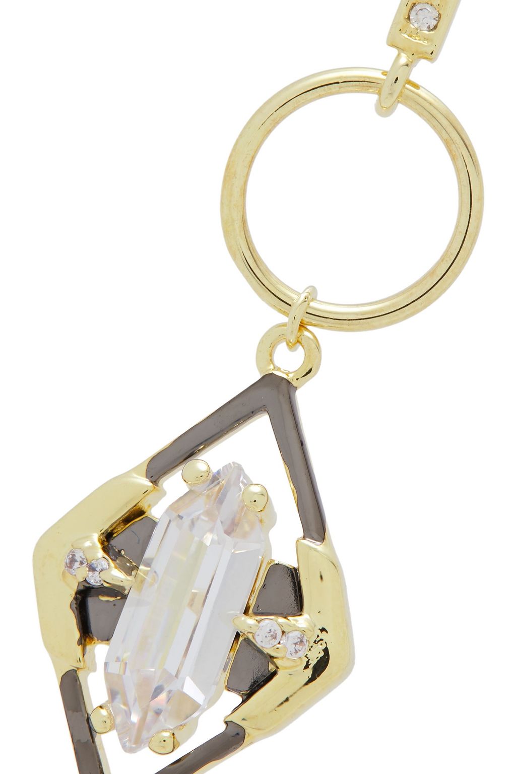 NOIR JEWELRY 14-karat gold and hematite-plated crystal earrings