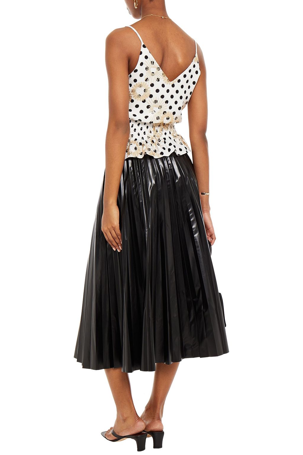 MAJE Embellished printed crepe camisole