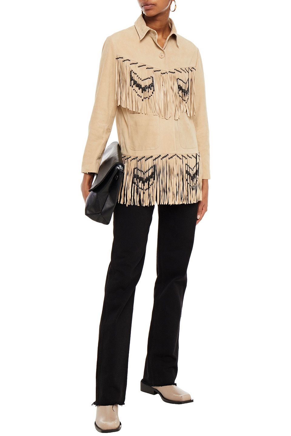 MAJE BASTERY FRINGED SUEDE JACKET 3074457345624897312
