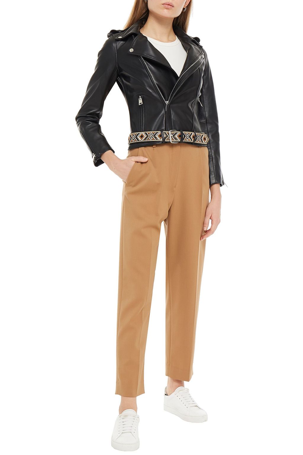 MAJE Embellished leather jacket