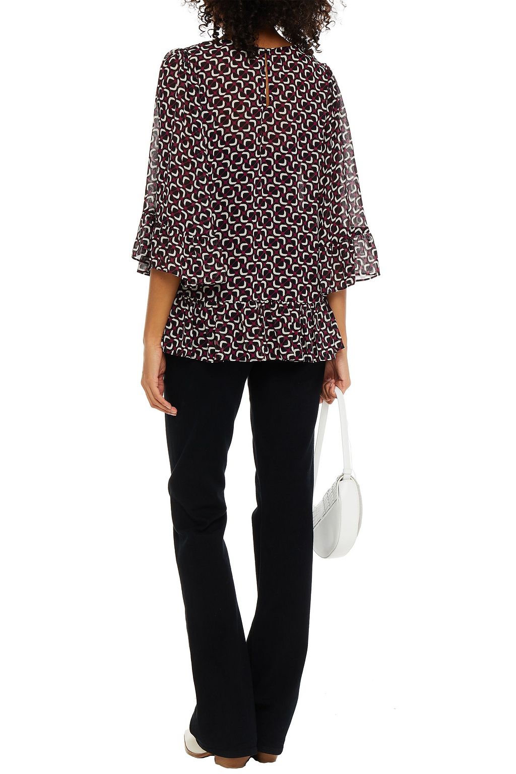 MICHAEL MICHAEL KORS Gathered printed crepe de chine top