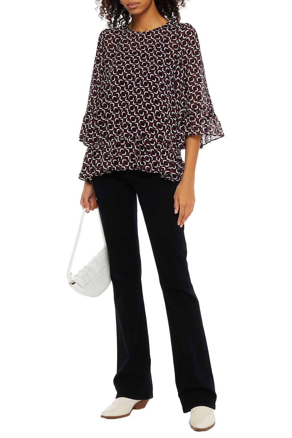 MICHAEL MICHAEL KORS Gathered printed crepe de chine top