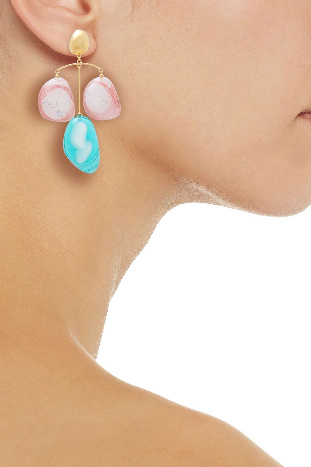 EJING ZHANG Patter 18-karat gold-plated resin earrings