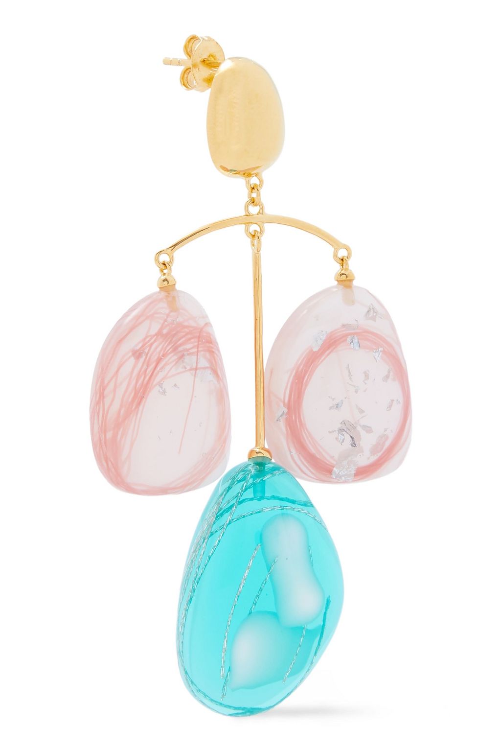 EJING ZHANG Patter 18-karat gold-plated resin earrings