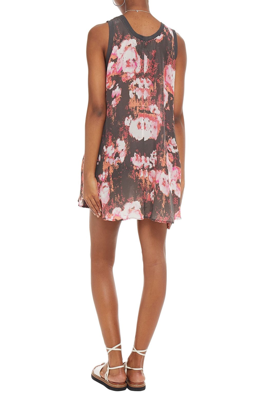 ENZA COSTA Ruffled floral-print cupro mini dress