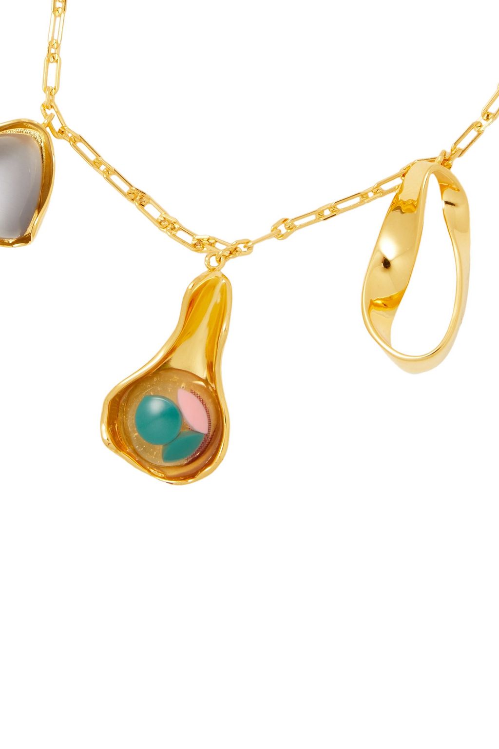 EJING ZHANG Dyce 18-karat gold-plated, resin and cat's eye necklace