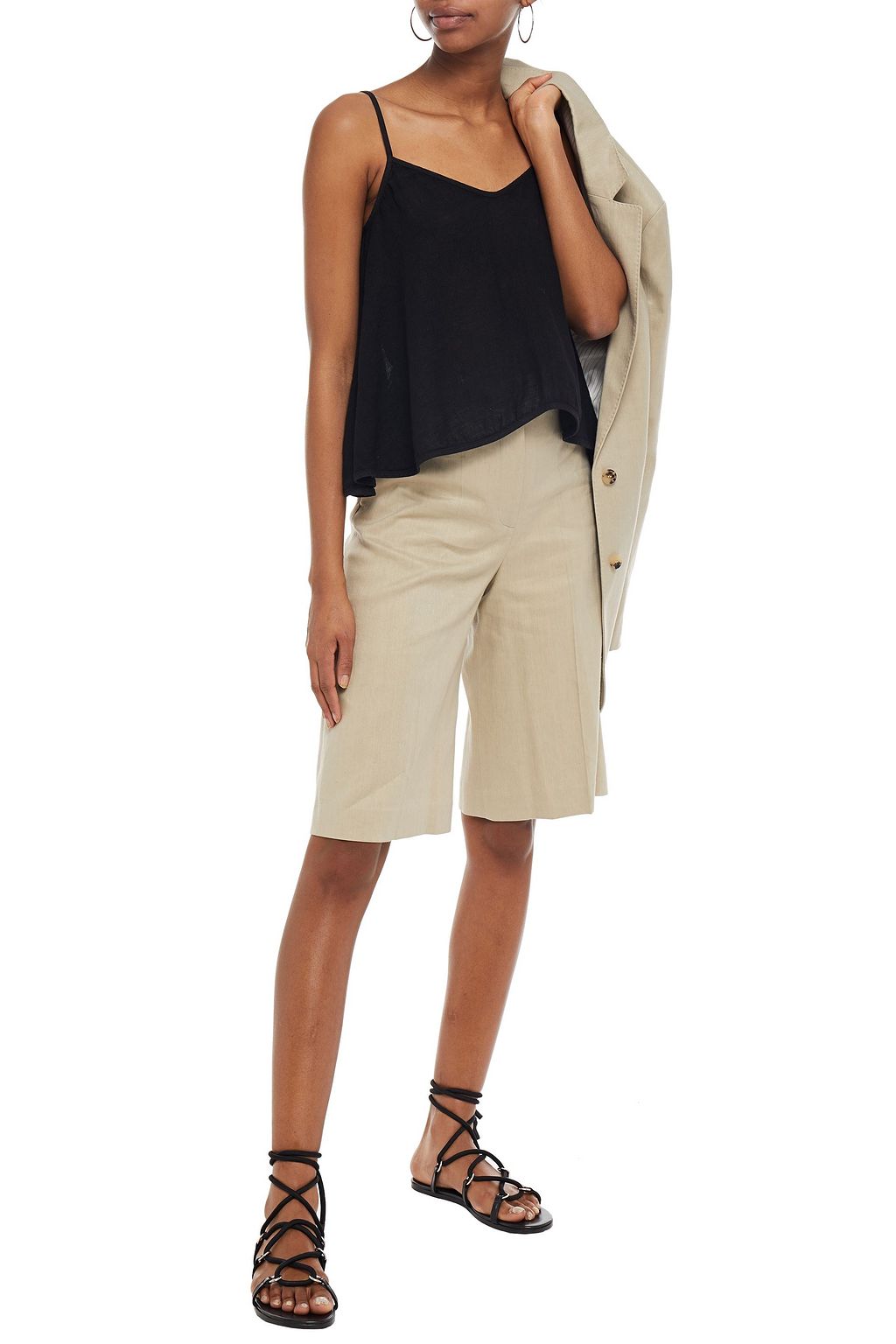 ENZA COSTA Linen peplum camisole