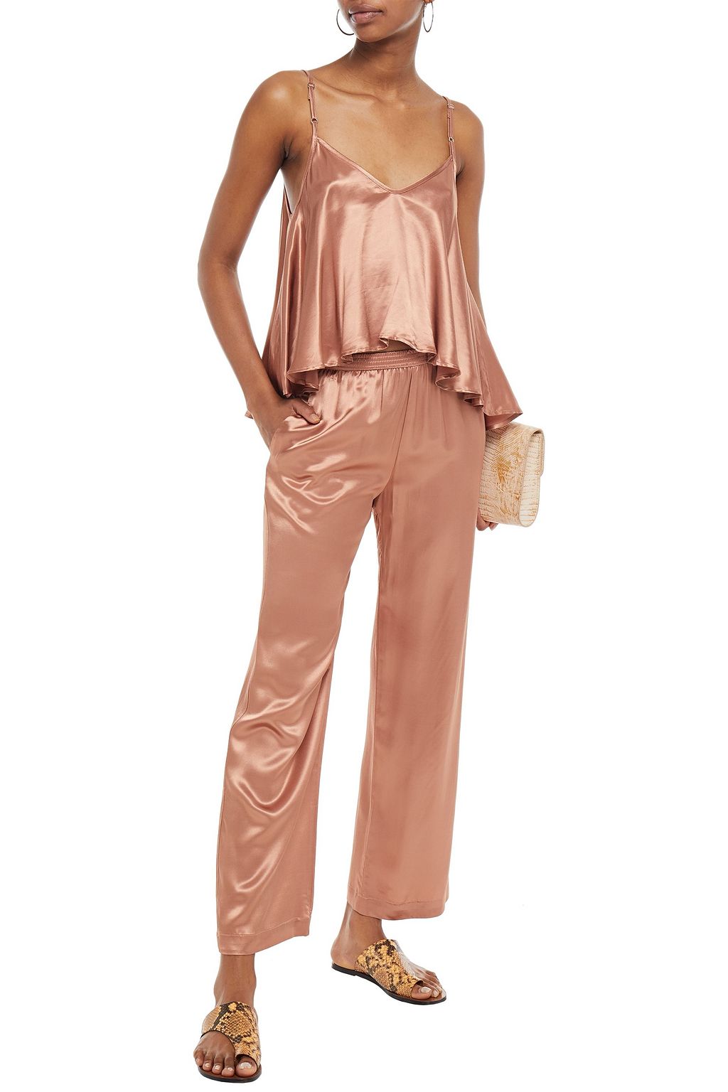 ENZA COSTA Satin peplum camisole