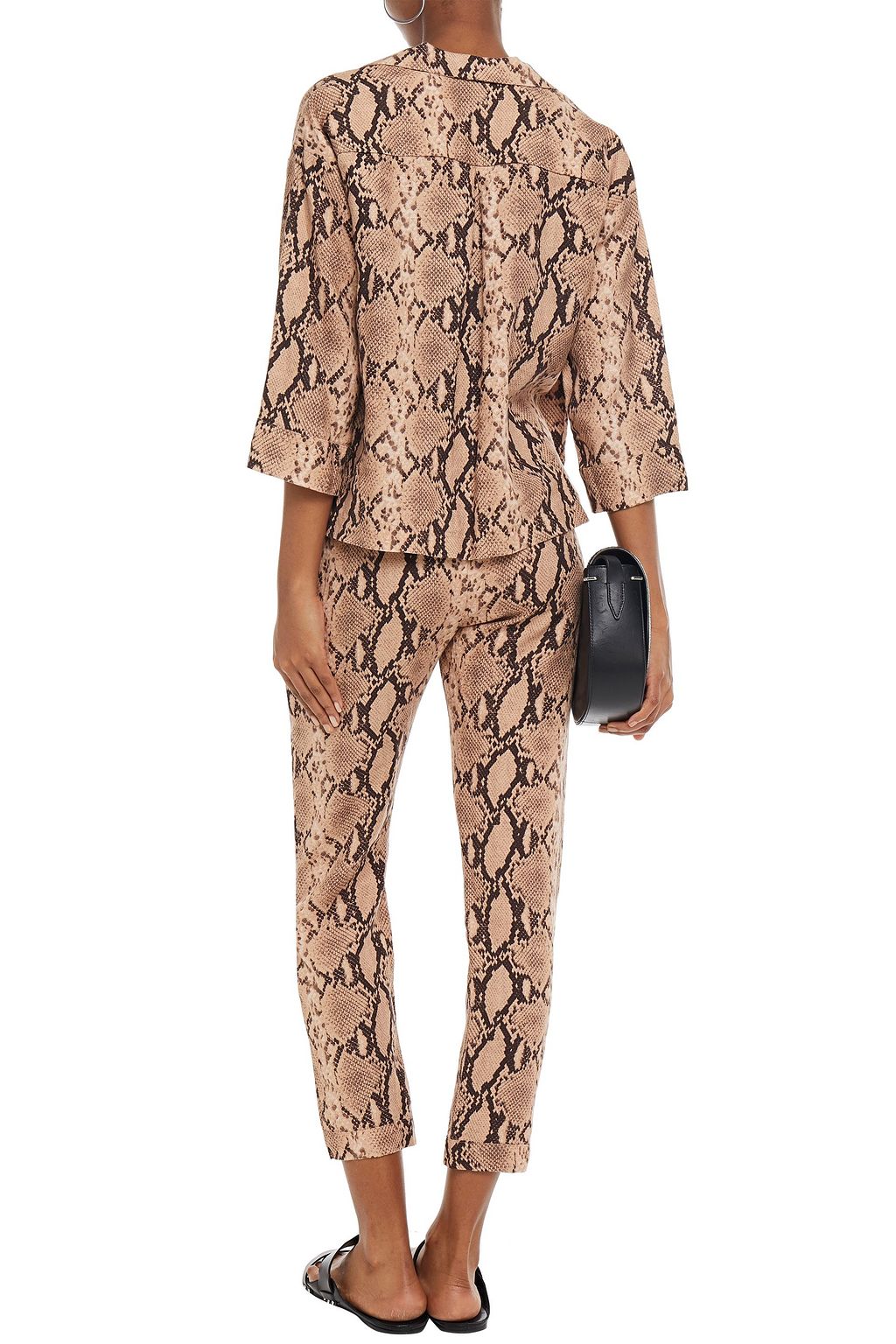 ENZA COSTA Snake-print linen shirt