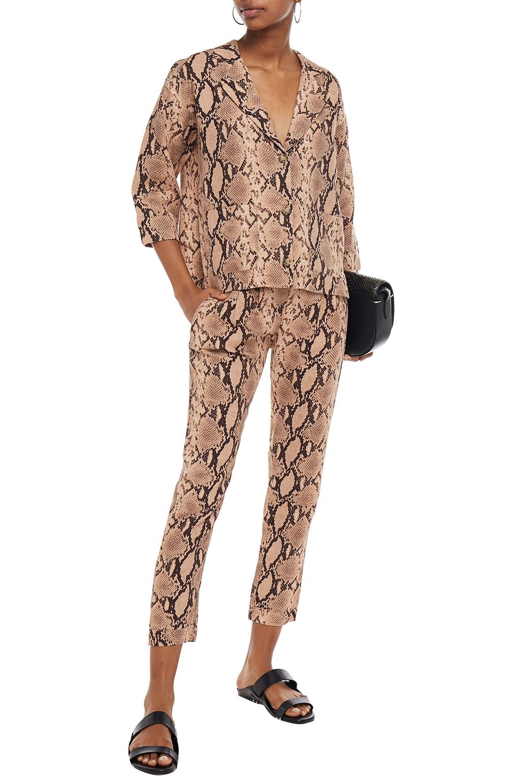 ENZA COSTA Snake-print linen shirt