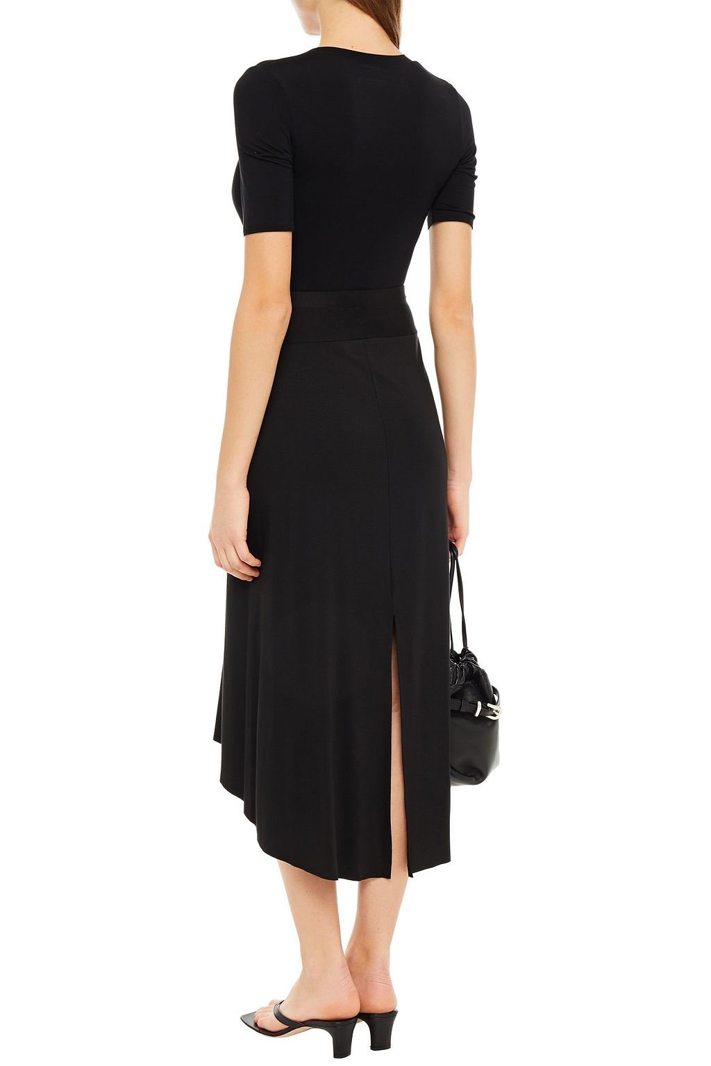 ENZA COSTA Asymmetric twisted stretch-jersey midi skirt