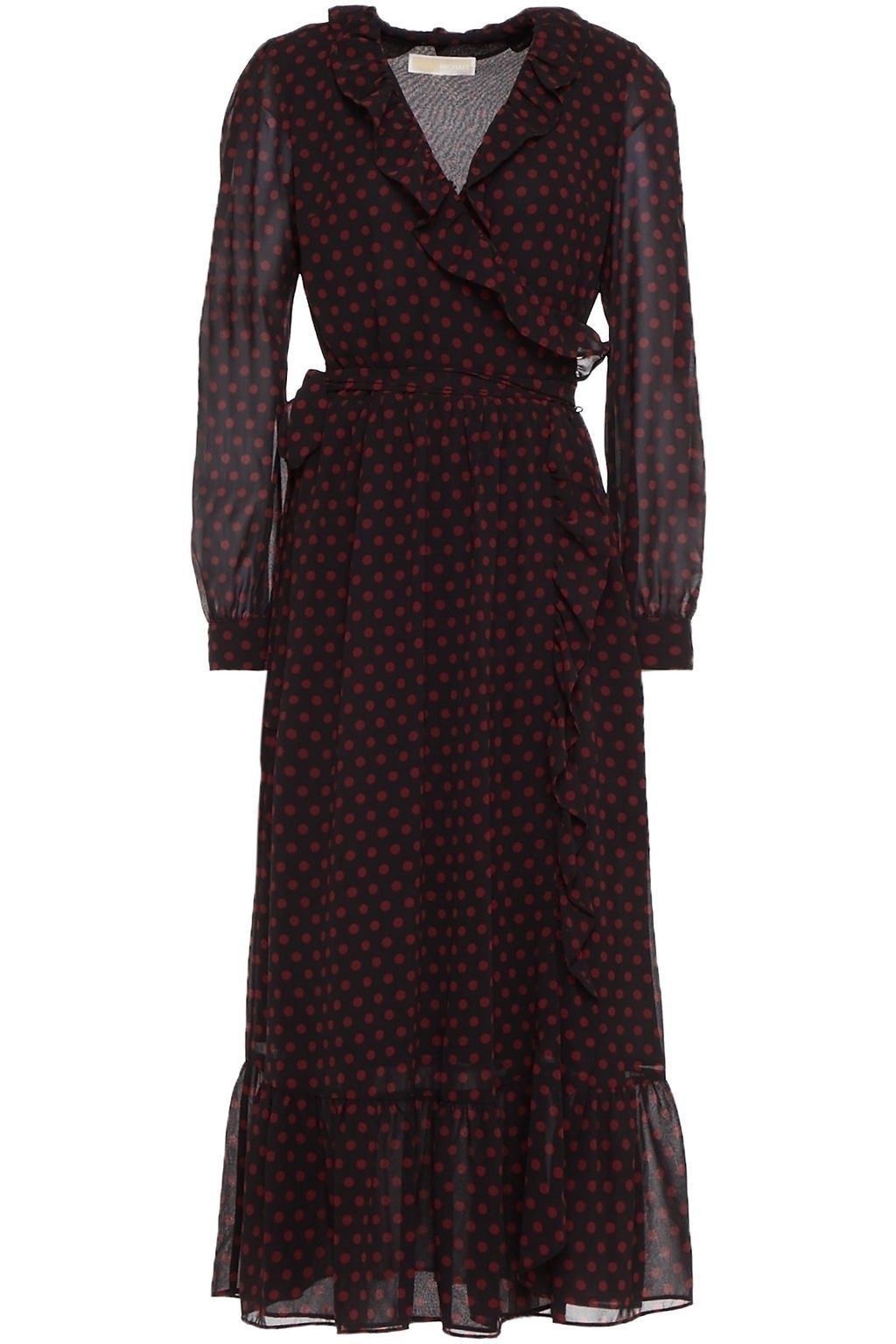 midi wrap dress polka dot