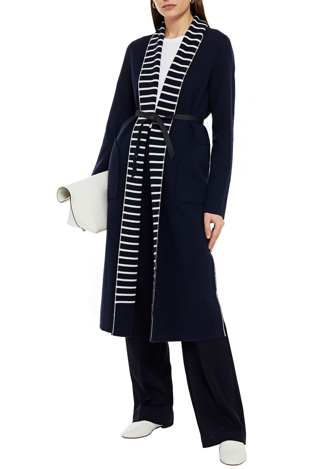 LORO PIANA Port De Lavandou reversible belted striped cashmere cardigan